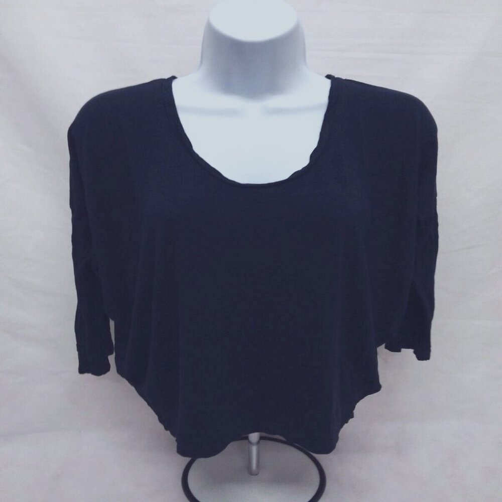 Women's XS Gap 3/4 Sleeve Solid Dark Navy Blue Scoop Neck T-Shirt